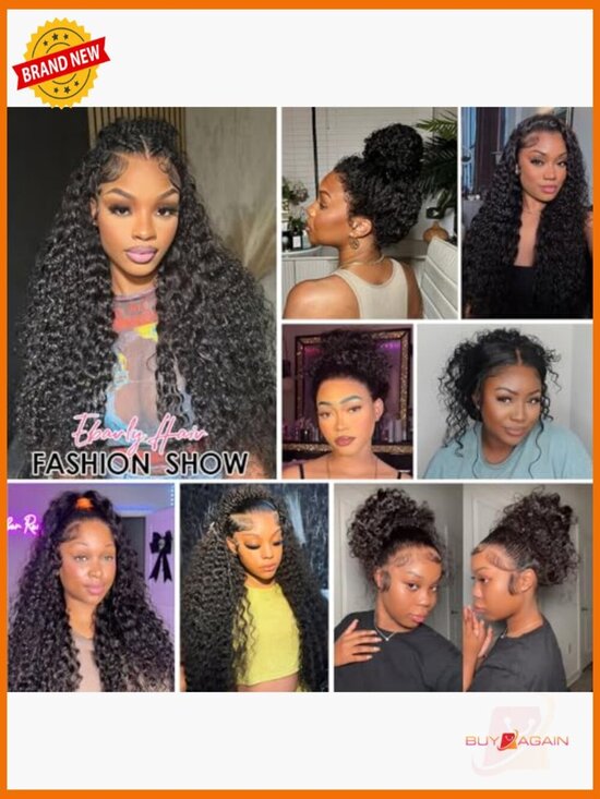 360 Lace Front Wig Human Hair Glueless Water Wave Drawstring 220 Density main image 5
